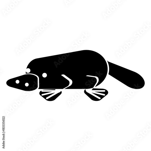Platypus duckbill beak leg tail detailed silhouette animal