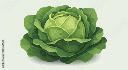 Vibrant green cabbage head with tightly packed leaves, fresh and healthy.