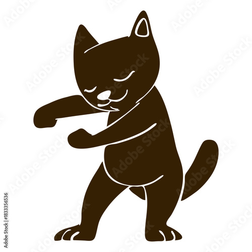 Cat dancing dance detailed silhouette