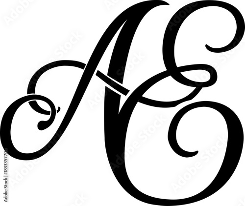 Elegant monogram formed by the letters A and E