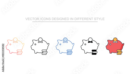 Piggy Bank line icon vector stock with white background