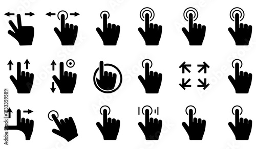 hand touchscreen gesture and cursor icons
