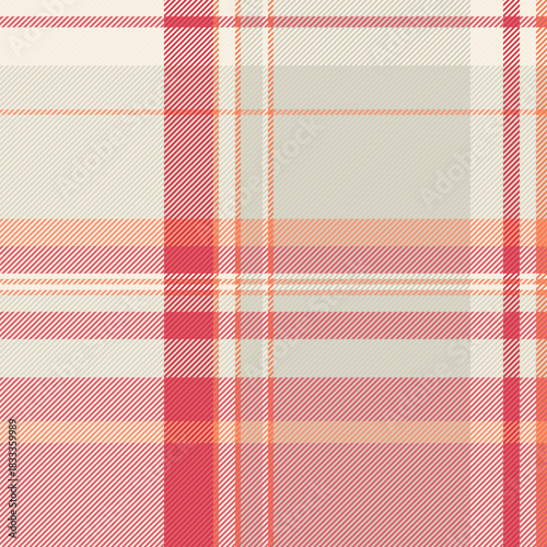 School seamless vector tartan, square fabric plaid textile. Retail texture background pattern check in light and red colors.