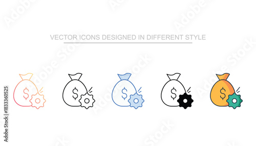 Finance Management line icon vector stock with white background