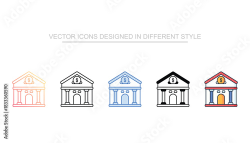 Investment Bank line icon vector stock with white background