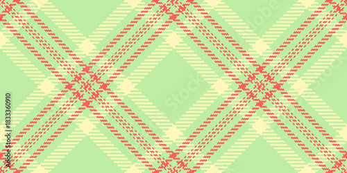 Trendy plaid textile texture, table cloth tartan vector background. Striped pattern seamless fabric check in light and red colors.