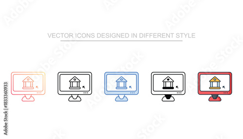 Online Banking line icon vector stock with white background