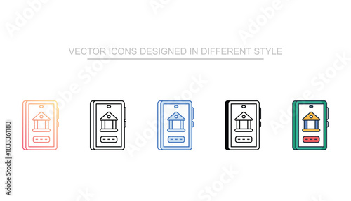 Mobile Banking line icon vector stock with white background