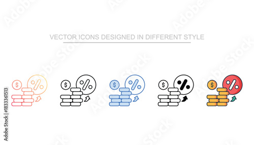 Interest Rate line icon vector stock with white background