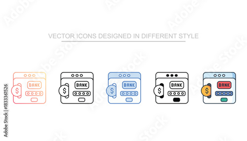 Cash Deposit line icon vector stock with white background