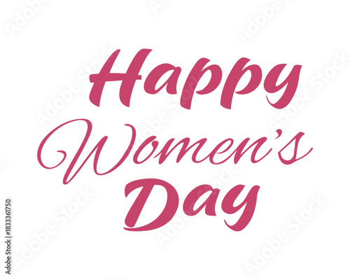 Happy Womens Day Celebration with Elegant Pink Typography on White Background International Womens Day Greeting Card Design for Social Media