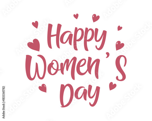 Celebrating International Womens Day with hearts and pink text a celebration of women and gender equality happy empowering holiday