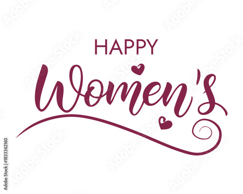 Elegant Happy Womens Day Calligraphy with Heart Accents for Celebratory Greetings and Empowerment Messages