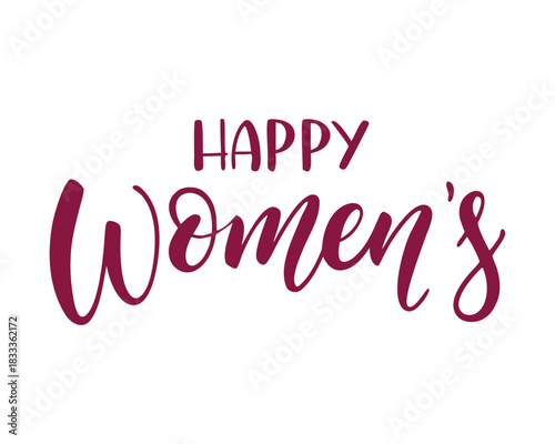 Happy Womens Day calligraphy in pink perfect for greeting cards or social media posts celebrating women and equality