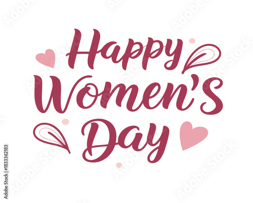 Happy Womens Day celebration message with hearts and floral elements a celebration of womens achievement