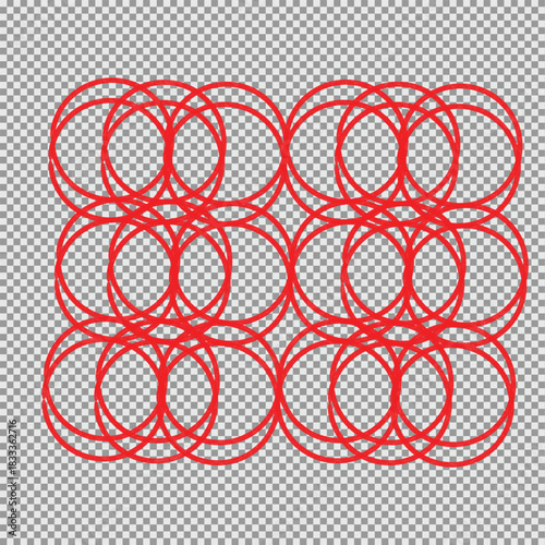 hand drawing different circles isolated on the transparent background, Handwritten red circle