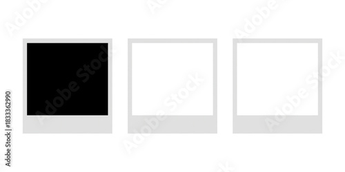 Blank white & black photo frame, vintage postcard photo frame mockup with highlighted shadow, realistic, set, photo, mockup, image, frame, card, vector, png.