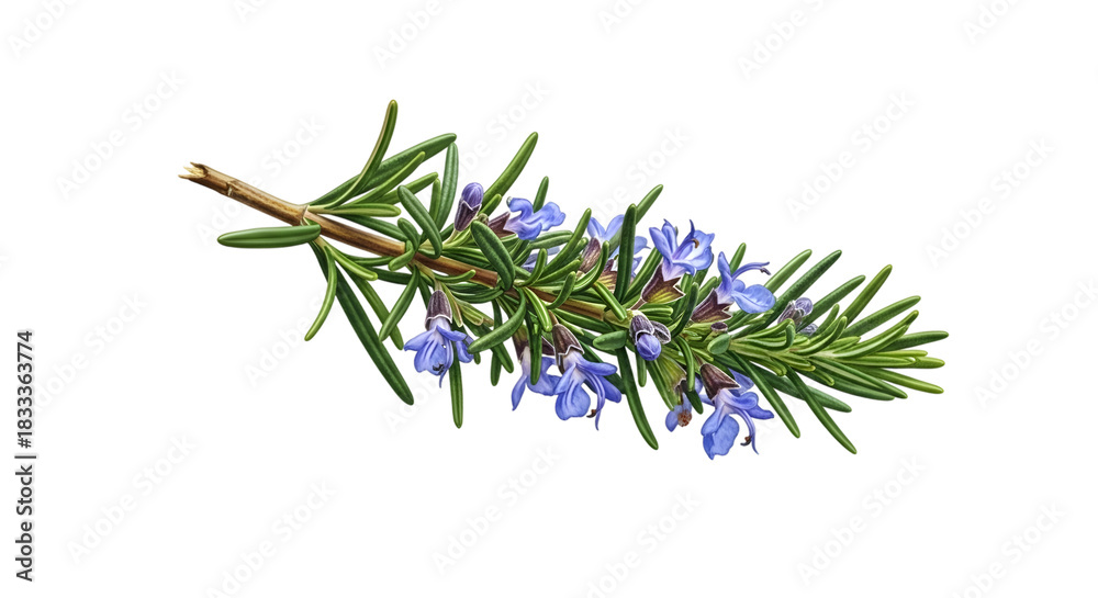 Naklejka premium Rosemary sprig isolated on transparent background, an aromatic evergreen shrub herb