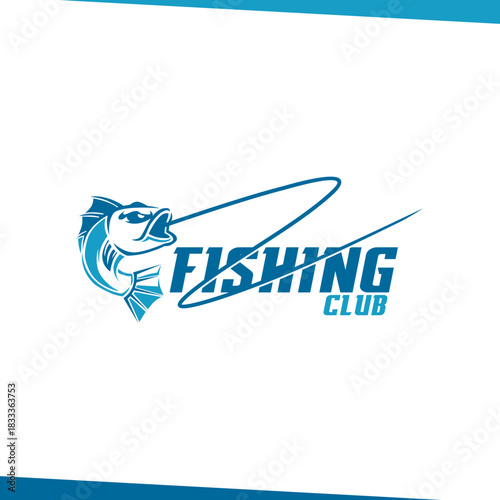 Dynamic fishing club design template for aquatic Business, hobby Identity in blue