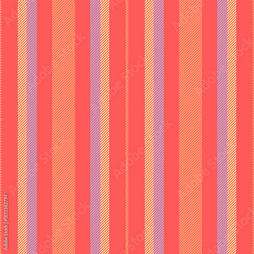 Vomantic lines pattern stripe, smooth vertical vector fabric. Cailor texture background seamless textile in red and orange colors.