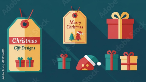 Spread holiday cheer with these Christmas gift tags and present designs perfect for festive celebrations and joyous occasions, a vector graphic delight