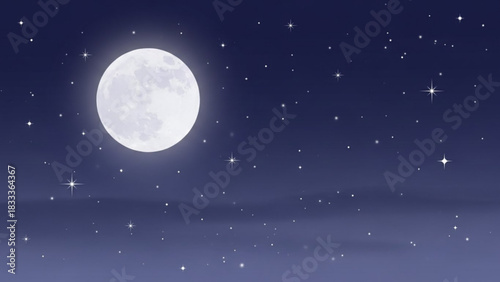 Magical moonlit night with twinkling stars, perfect for dreamy designs, adding serene backgrounds, or creating peaceful bedtime stories for kids