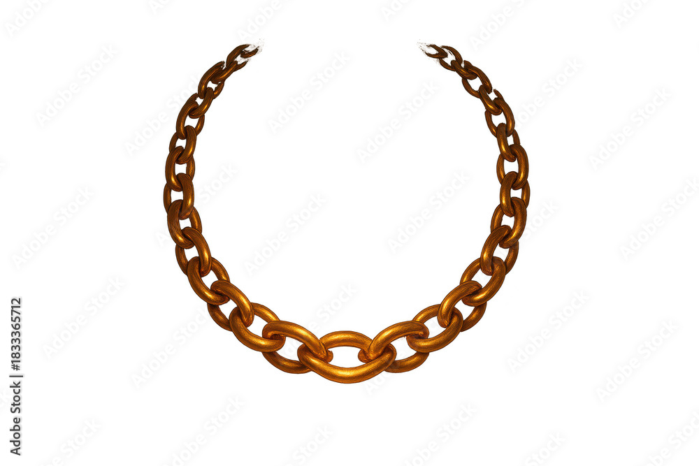 Obraz premium Golden chain in a circular shape, isolated on transparent background, cut out