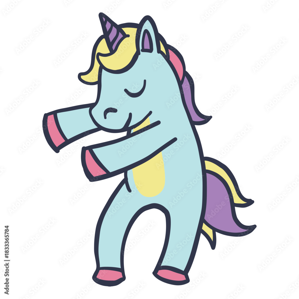 Fototapeta premium Unicorn dance dancing stroke flat