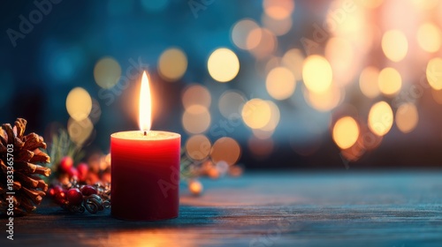 Wallpaper Mural Warm glow of a candle with festive decorations during winter season Torontodigital.ca