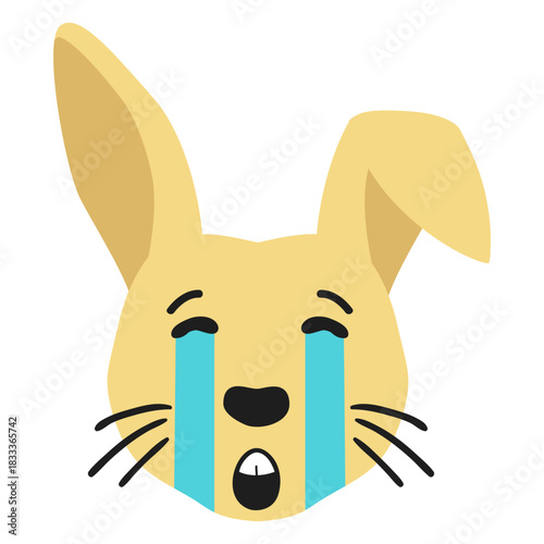 Rabbit bunny muzzle sad flat sticker