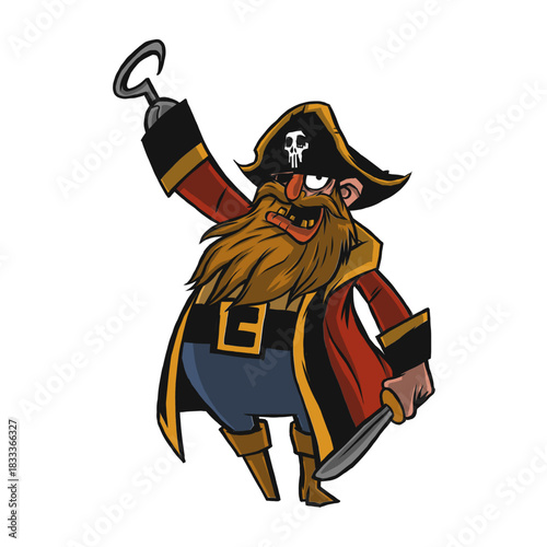 Pirate cocked hat beard flat
