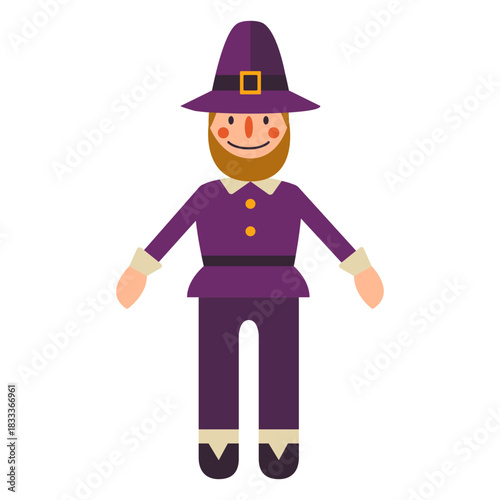 Flat thanksgiving pilgrim character