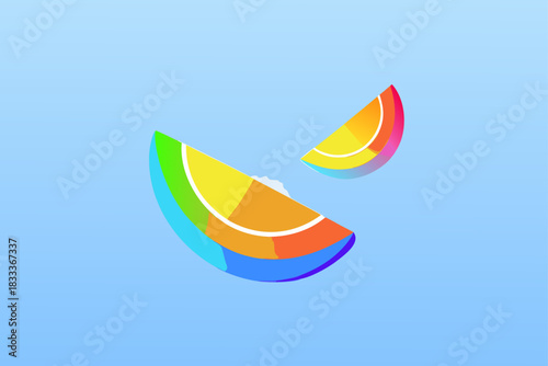 Two colorful fruit slices