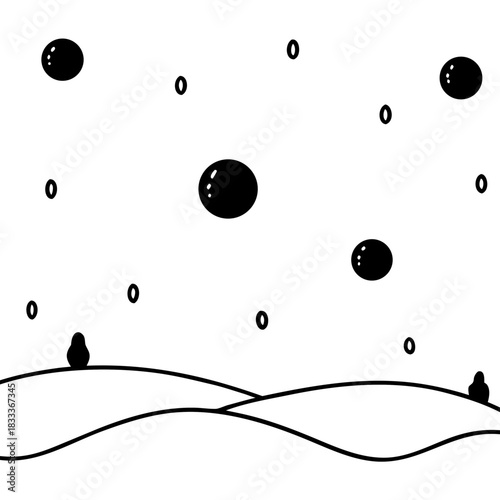 Bubbles on snowy hills