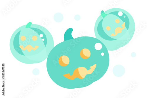 Three teal jackolanterns