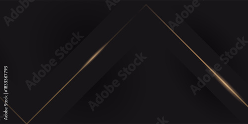 Luxury Black and Gold Background in Paper Cut Style with Glitter and Light Effect. Premium Black and Gold Background for Award, Nomination, Ceremony, Formal Invitation or Certificate Design