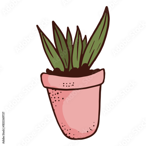 Flowerpot grassy plant illustration
