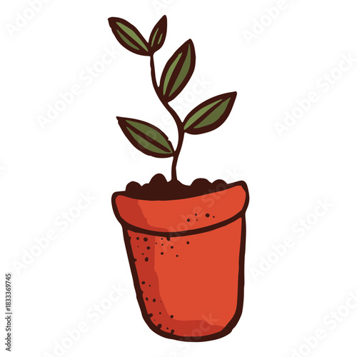Flowerpot plant leaf illustration