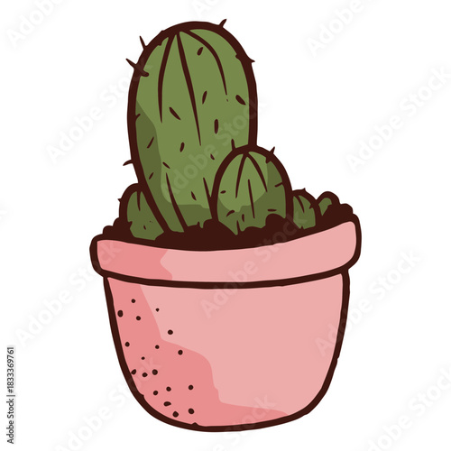 Flowerpot plant cactus illustration