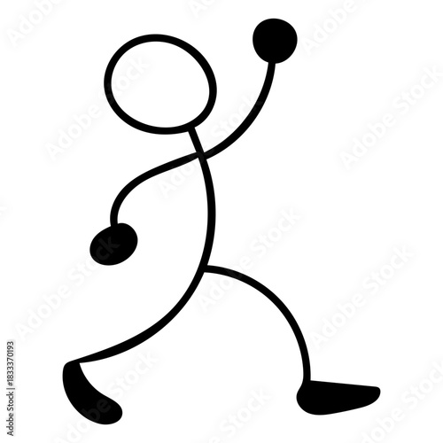 One hand raised stickman vector