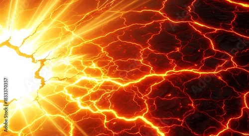 Abstract Glowing Electric Sparks and Liquid Magma Surface Texture Background