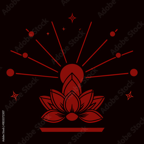 Symbolic Representation of a Lotus Flower and Sun symbolic representation