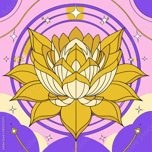 Beautiful Golden Lotus Flower with Colorful Background beautiful golden lotus
