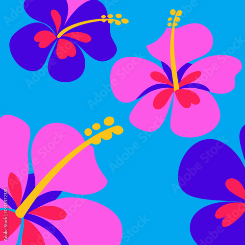 Vibrant Floral Pattern with Colorful Hibiscus Flowers vibrant floral pattern