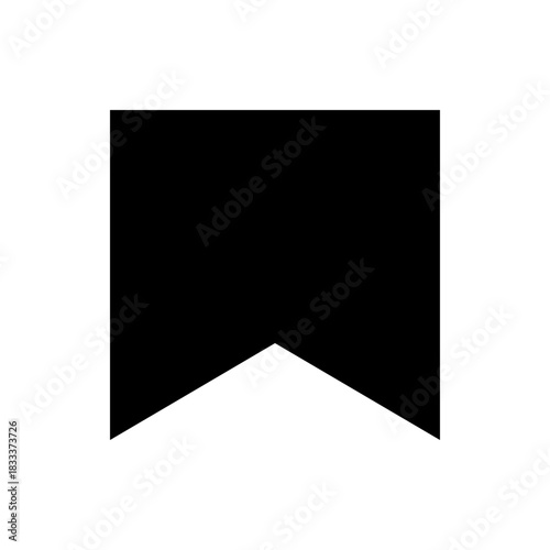 Illustration of a black banner with a distinctive notched or v shaped bottom edge on a white background