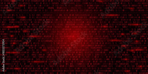 red matrix falling binary numbers cyber futuristic banner background template