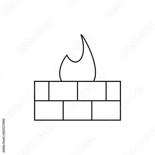 Illustration of a brick structure with a flame emanating from the top in a minimalist style design