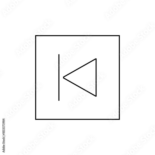 Illustration of a square containing a left pointing triangle with a vertical line on the left side