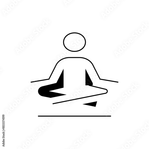 Illustration of a person in a seated lotus position for meditation with a simple line drawing style