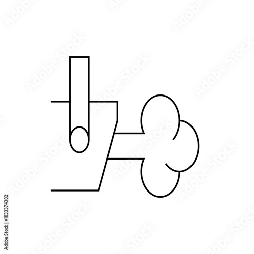Illustration of a schematic diagram showing a valve with a cylindrical actuator and exhaust port symbol